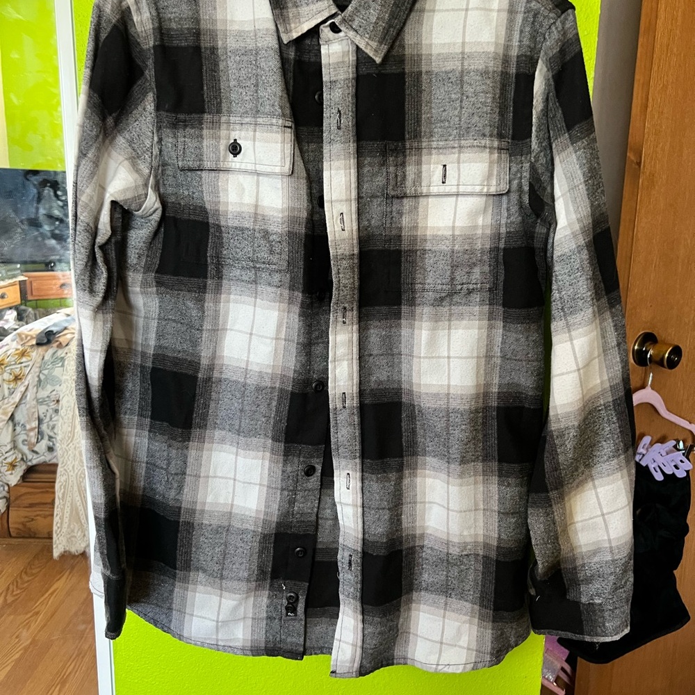 Black and White Plaid Button-Up Shirt